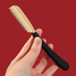 Premium Stainless Steel Manual Shaving Razor for Men - Feather Straight Handle, Silicone Grip, Non-foldable