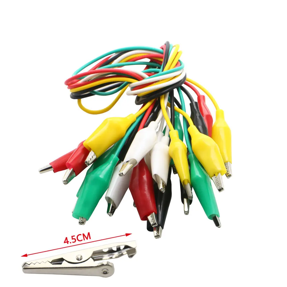 Color Alligator Clip Electric DIY Small Battery Power Cord Sheath Electric Clamp Double Head Test Clamp.28mm 35mm45mm 50cm 10PCS,alligator clips,electric test clamp,test clip,electrical clamp