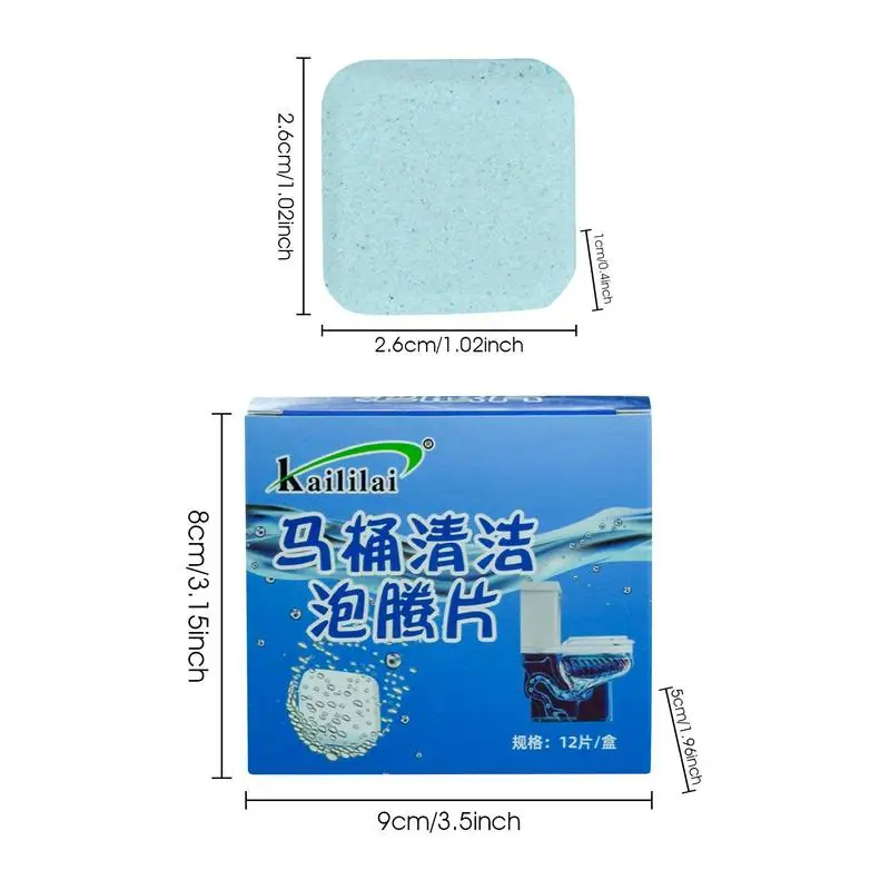 12Pcs Toilet Tablets Automatic Flushing Blue Bubble Cleaner Concentrated