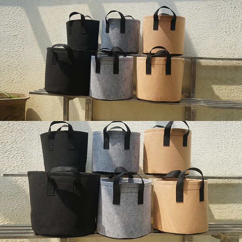 2/3/5 Gallon Garden Grow Bags Flower Vegetable Aeration Planting Pot Container Planter Pouch With Handles Grow Planting Bag