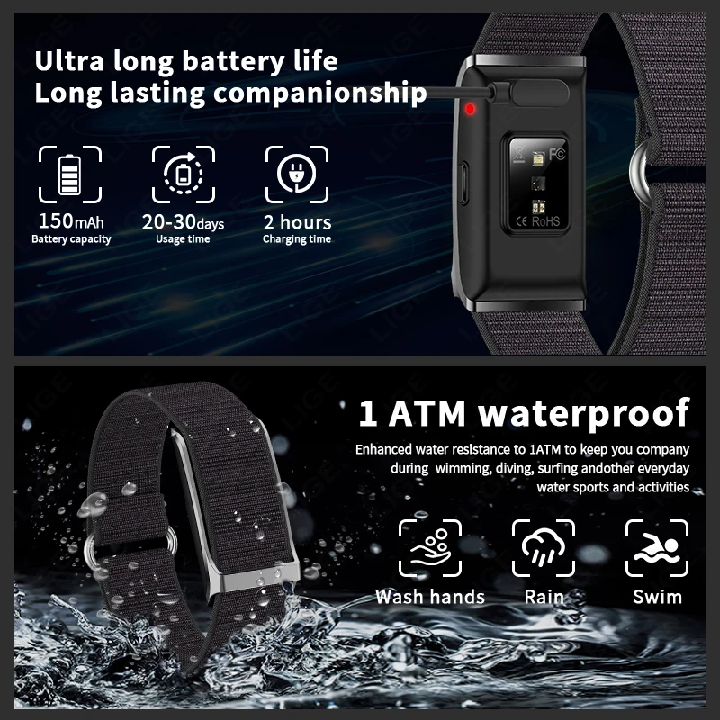LIGE New No Screen Smart Watch For Android IOS Men's Outdoor Sports Fitness Heart Rate Monitor Waterproof Women Smartwatch 2025 5