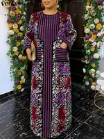 VONDA Women Vintage Autumn Maxi Dresses Bohemian Print Party Long Sundress Long Sleeve Pockets Casual Vestidos Plus Size 5XL - Image 3