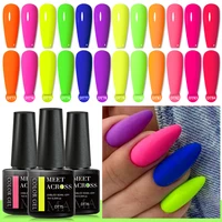 MEET ACROSS 12Pcs/Set 7ml Fluorescent Gel Nail Polish With With Base Top Coat Summer Sparkly Soak Off Nail Art Gel Kit Varnish 2