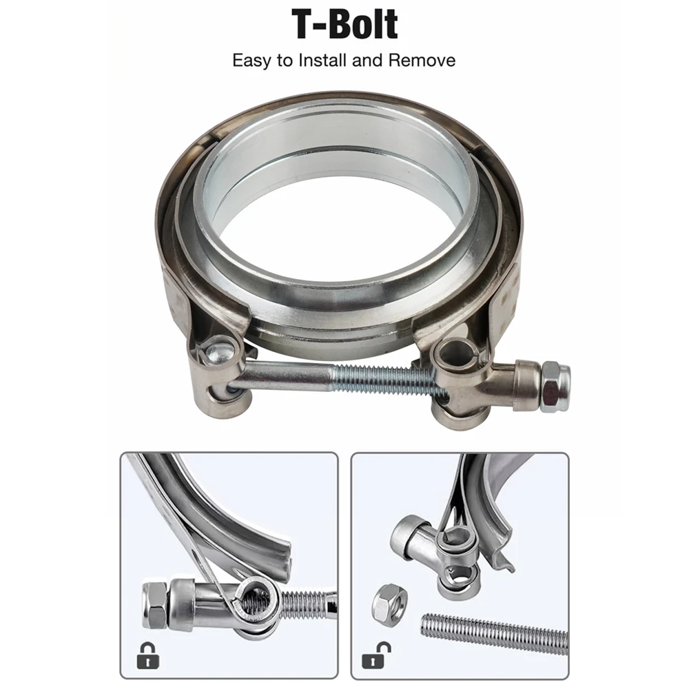 V-Band Clamp 2" 2.5" 3" 3.5" 4" Flange Male Female Fit Exhaust System Turbocharger Downpipe Muffler