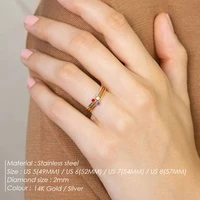 eManco Stainless Steel Birthstone Ring  Gold Color Simple Fashion Style For Women Festival Party Gift - Image 2