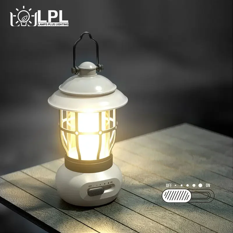 

Portable Outdoor Retro Camping Lamp USB Rechargeable Tent Lighting Ambiance Lamp Lawn Lamp Hanging Mountaineering