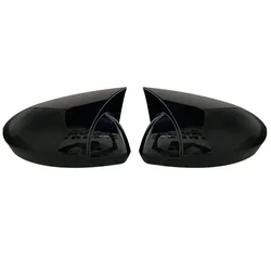 Glossy Black Bat Style Rearview Mirror Covers - Set of 2 Car Shields Exterior (Bright black)