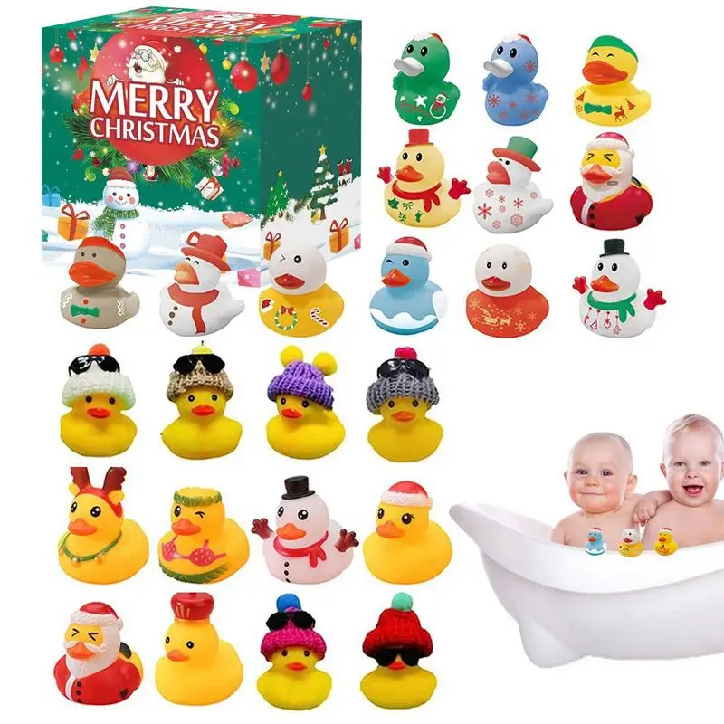 

Рождественская Подарочная коробка с обратным отсчетом, новая модель, Игрушки для ванны с уткой в ассортименте, детская игрушка для ванны в душе, маленькая Желтая утка с сжимаемым звуком