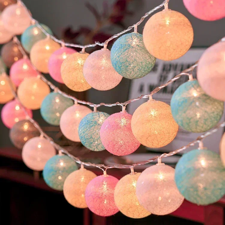LED string lights 20LED Ball String Lights Lantern Rattan Battery or USB Control Wedding Christmas Decor Lighting Home Party Garden Ornament Lamps decorative lights string lights led fairy lights