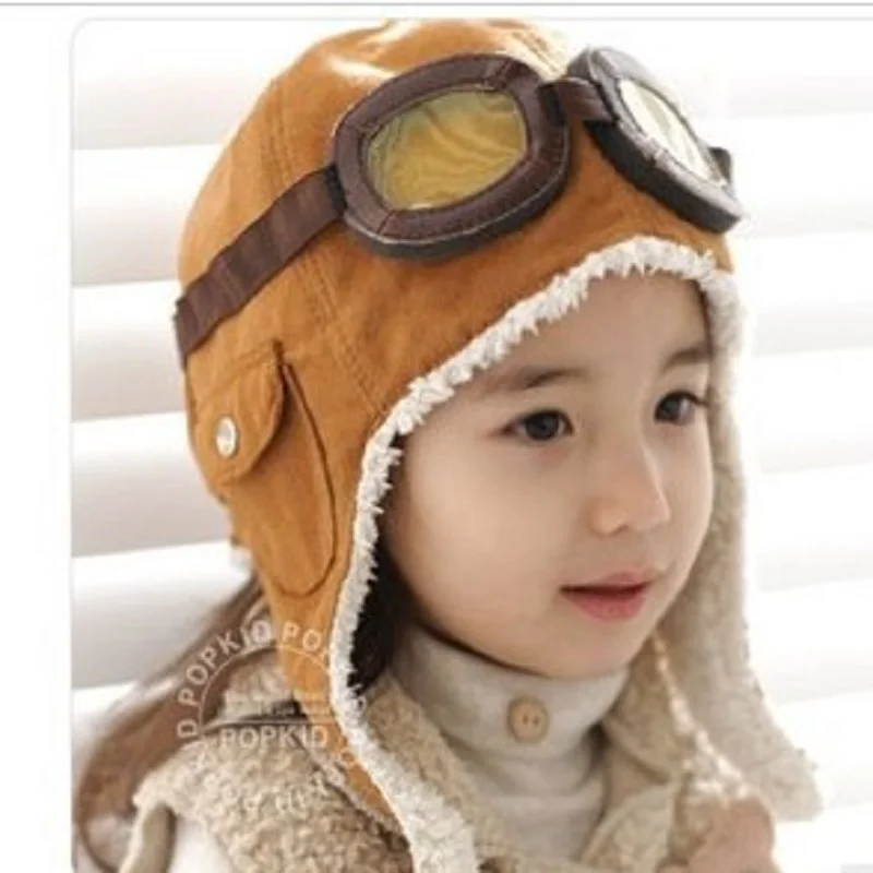 New Fashion Baby Toddler Boy Girl Bomber Hats Kids Pilot Cap Fleece Warm Hats Earflap Beanie -MX8 Give Birthday Presents