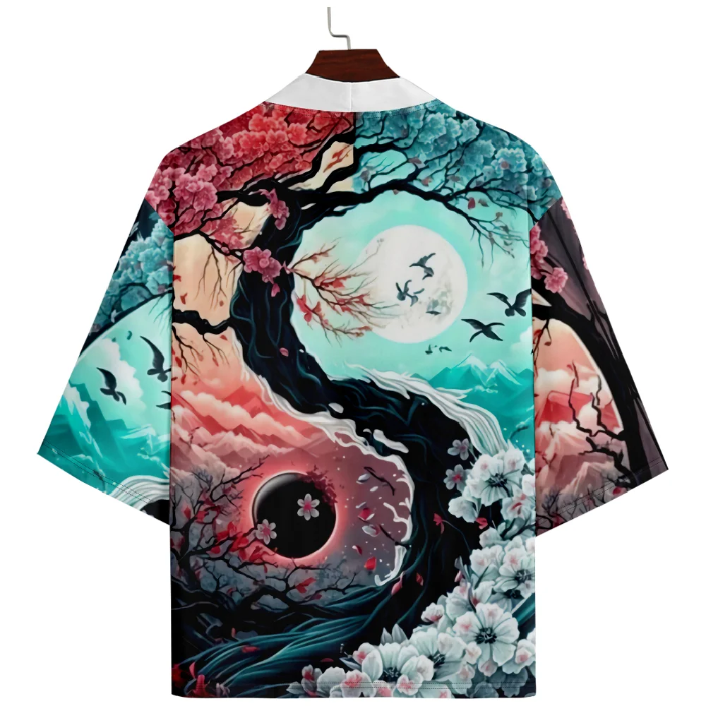 Kimono Plus Size 6XL 5XL 4XL Fashion Summer Beach Japanese Robe Cardigan Women Men Shirts Yukata Haori