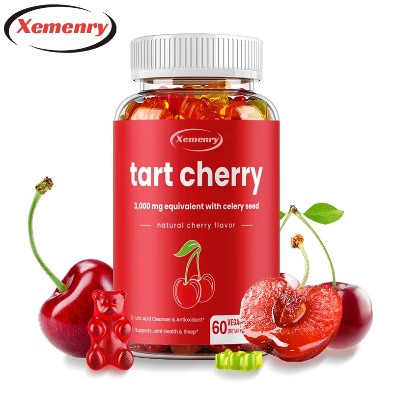 

Tart Cherry Gummies - 3000 Mg Supplement Celery Seed Extract - with Vitamin Concentrate, Vegan Tart Cherry 60 Gummies