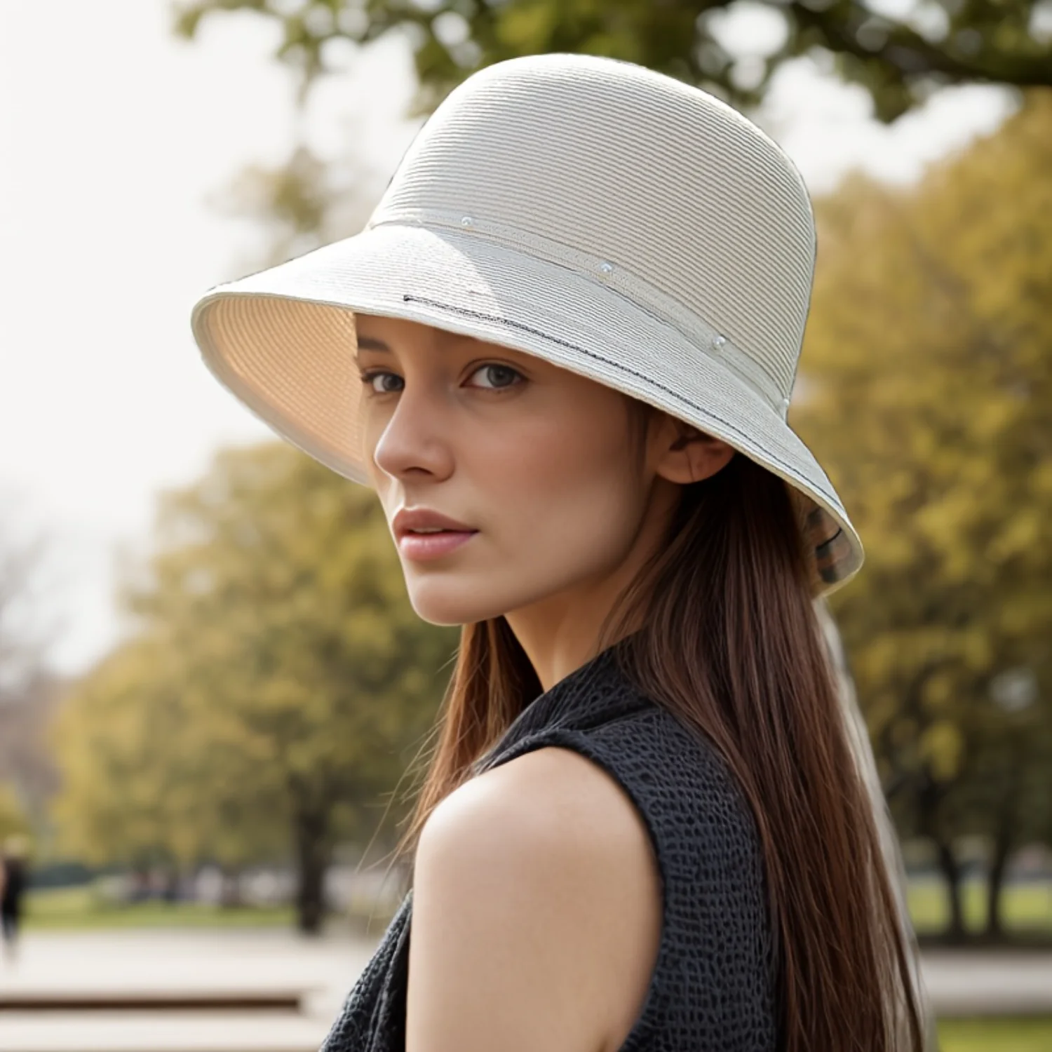 Women's Wide Brim Summer Sun Hat, UV Protection Beach Hat, Floppy Travel , Elegant Sunshade Accessory For Ladies