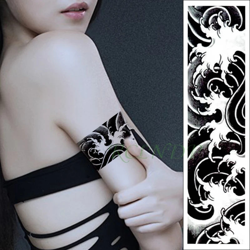 

Waterproof Temporary Tattoo Sticker wave pattern band Fake Tatoo Personality Flash Waist Arm Foot Tatto for Girl Women Men