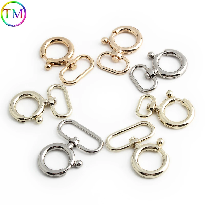 Metal Rotary Trigger Snap Hooks Lobster Clasps Clips Flat Bottom Spring Gate Leather Craft Pet Leash Bag Strap Belt Webbing