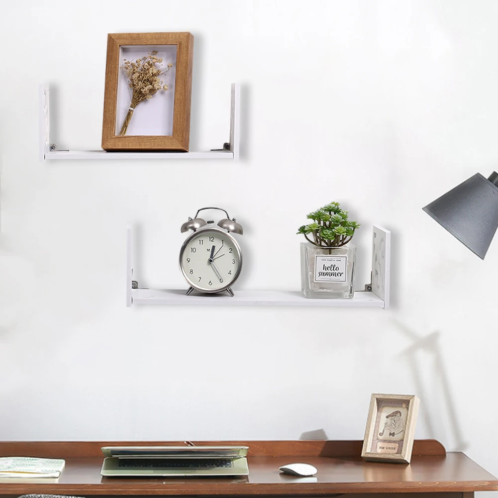 Modern U-shaped wall-mounted shelf 2PCS, set Multifunctional wooden floating board rack Kitchen living room storage rack: 3 - 5 Days Free Delivery Only UK
