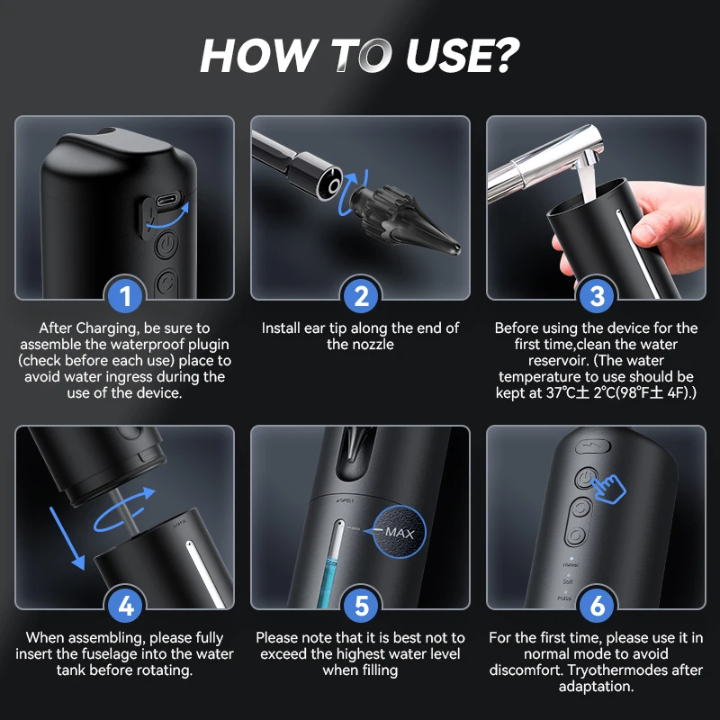 Electric Water Earwax Wax Removal Irrigation System 4 Pressure Safety Washer Cleaning Ear Cleaner 10 Nozzles_voghion.com