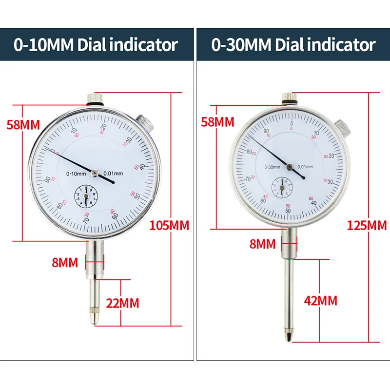 

0-1" Dial Indicator Imperial Dial Bore Gauge Indicator Hour Type Micrometer Gauges For Measurement Tools Comparator Watch Metric