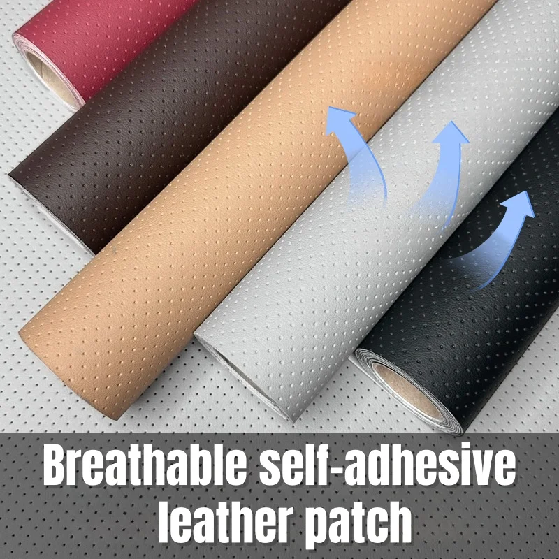 소파, 자동차 시트, 지갑 등의 수리용, 절단 가능, 접착식 뒷면이 있는 통기성 있는 천공 합성 가죽 테이프