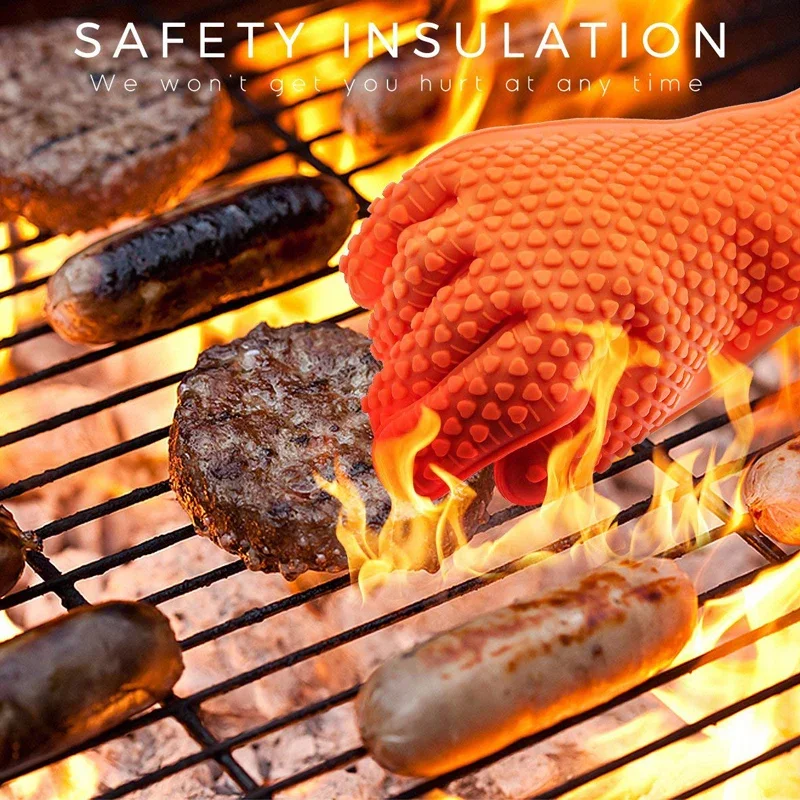 Silicone Heat Resistant BBQ and Oven Glove - Fireproof, Anti-Scalding Cooking Mitt