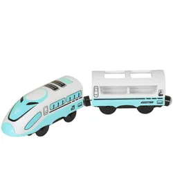 Deluxe Remote - Control Electric Train Set with Wooden Tracks and Magnetic Rail Cars - Perfect Gift (Army green)