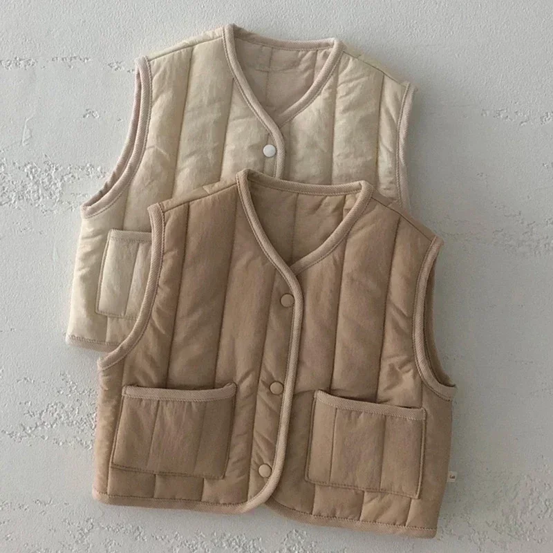 Autumn Winter Children Boys Girls Warm Cotton-Padded Waistcoats Sleeveless Jacket Vest Coat Kids Outerwear children vest