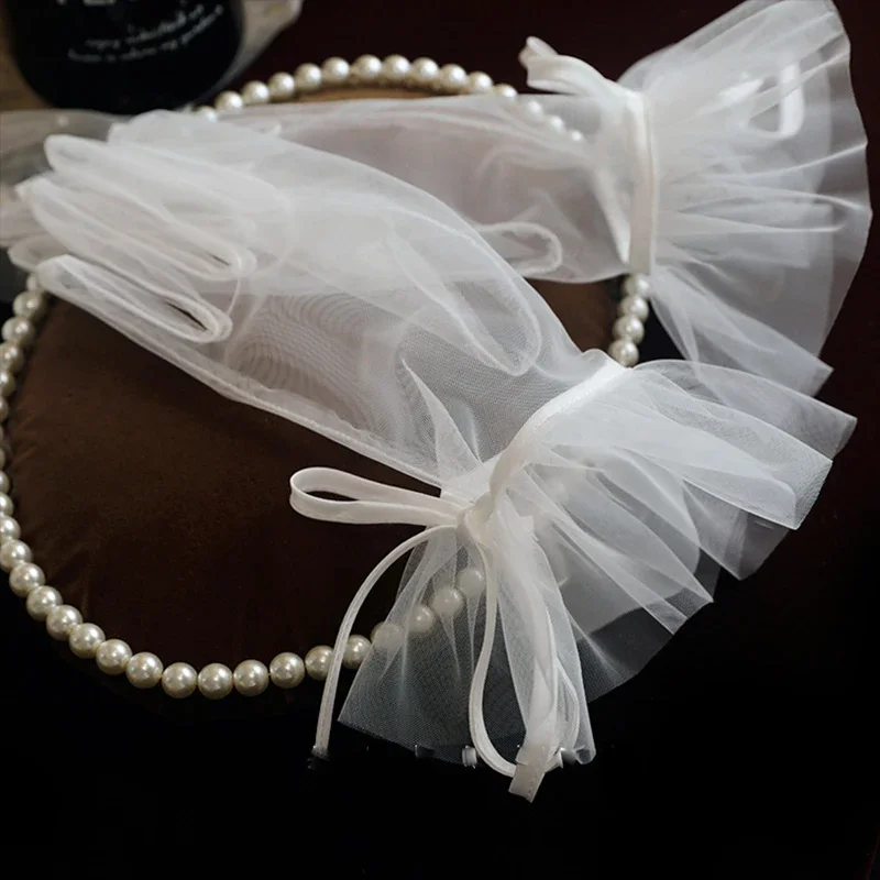 Wedding Dress Gloves Glove Mesh Tulle Spring Summer Short Party Dancing