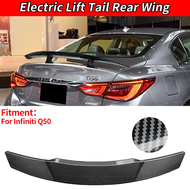

For Infiniti Q50 High Quality Car Styling Accessories Carbon Fiber Rear Spoiler Wing Trunk Tail Remote Lift Control Modification