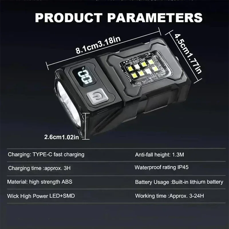MINI USB Rechargeable LED Flashlight Portable Tail magnet flashlight Super Brigh