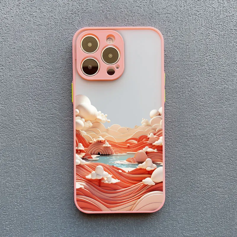 Creative Mountains Landscape Pink Shockproof Phone Case Cover