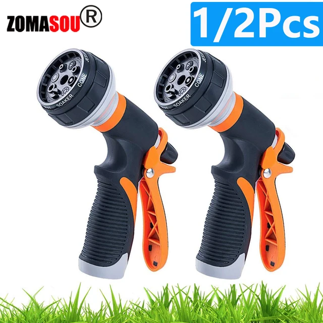 ZOMASOU 1/2Pcs Garden Hose Water Spray Gun 8 Modes Car Wash High Pressure Sprayer Watering Nozzle for Plant Lawn Yard Water Jet