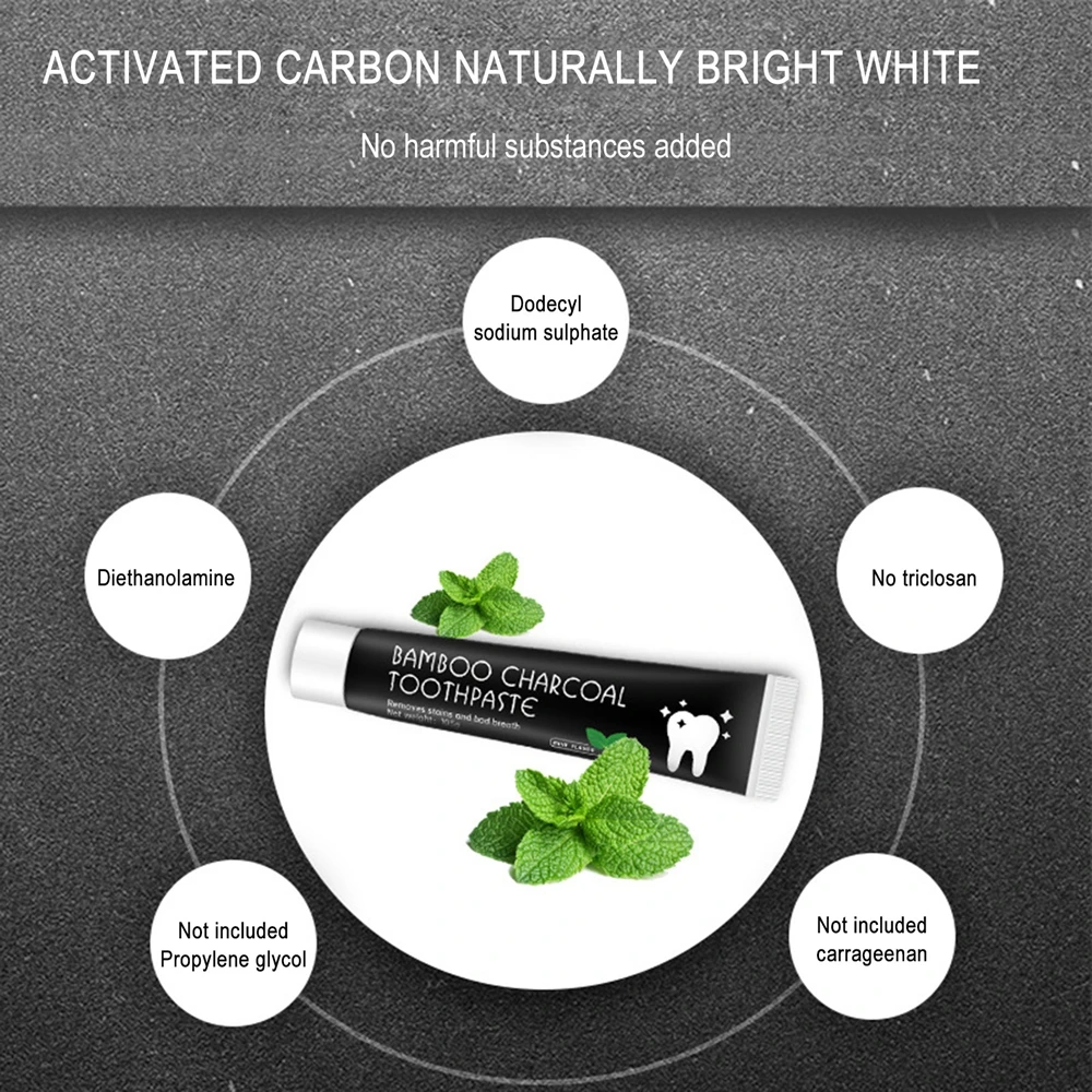 105g Bamboo Charcoal Black Toothpaste Deep Clean Mint Flavor Teeth Whitening Bad Breath Stains Care Beauty Health Maquiagem