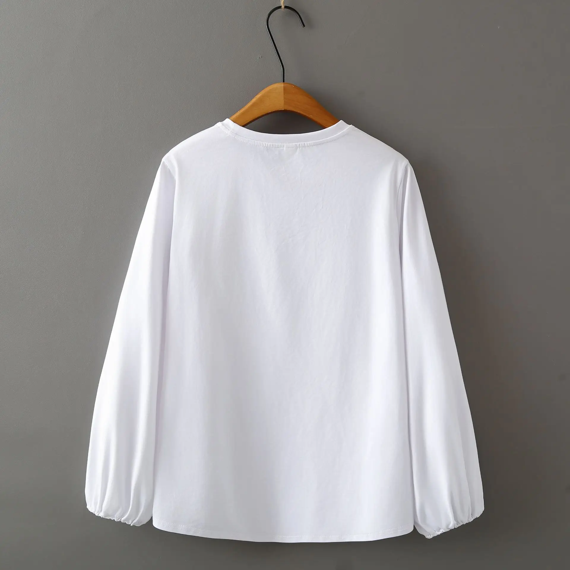 Fashion Plus Size Women's T-shirt Autumn New Style Simple And Casual round-neck Long Sleeved Top Lantern Sleeve Tees 326