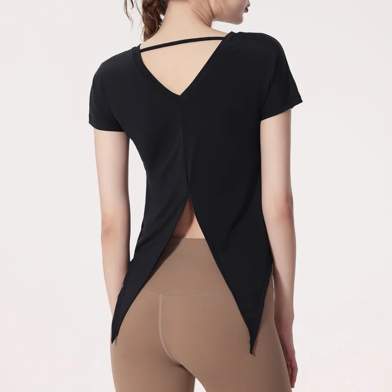 Sportswear Woman Gym Yoga Shirts Woman T-shirts Summer Elegant Pilates Clothing Fitness Train Short Sleeve Yoga Wear