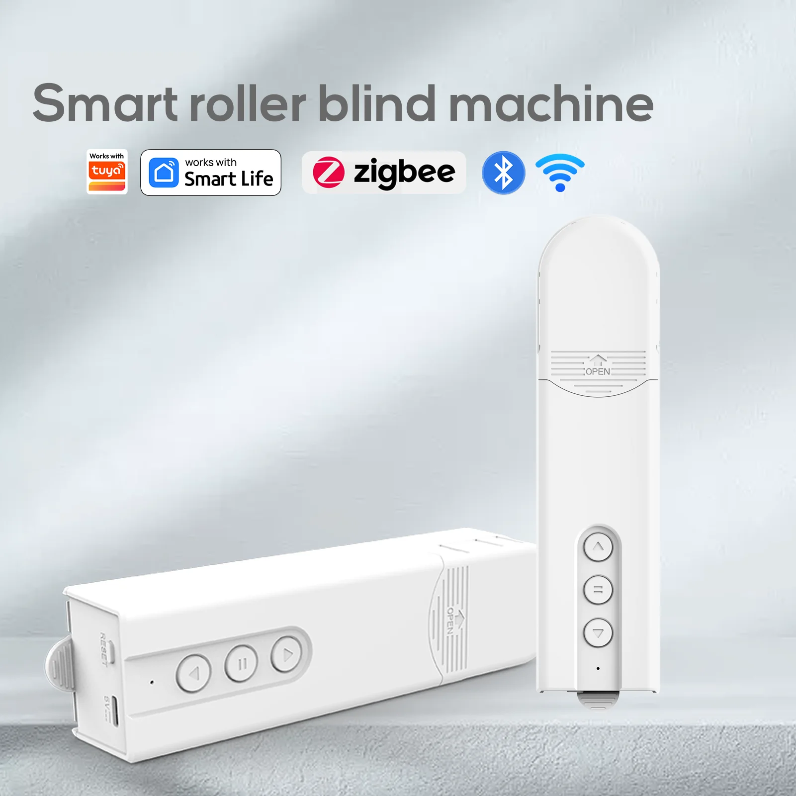 Zigbee WiFi บลูทูธสมาร์ทไฟฟ้าผ้าม่านมอเตอร์โซ่ลูกกลิ้งชัตเตอร์ DIY ชัตเตอร์ไฟฟ้าไดรฟ์แผงพลังงานแสงอาทิตย์ Google Home 1