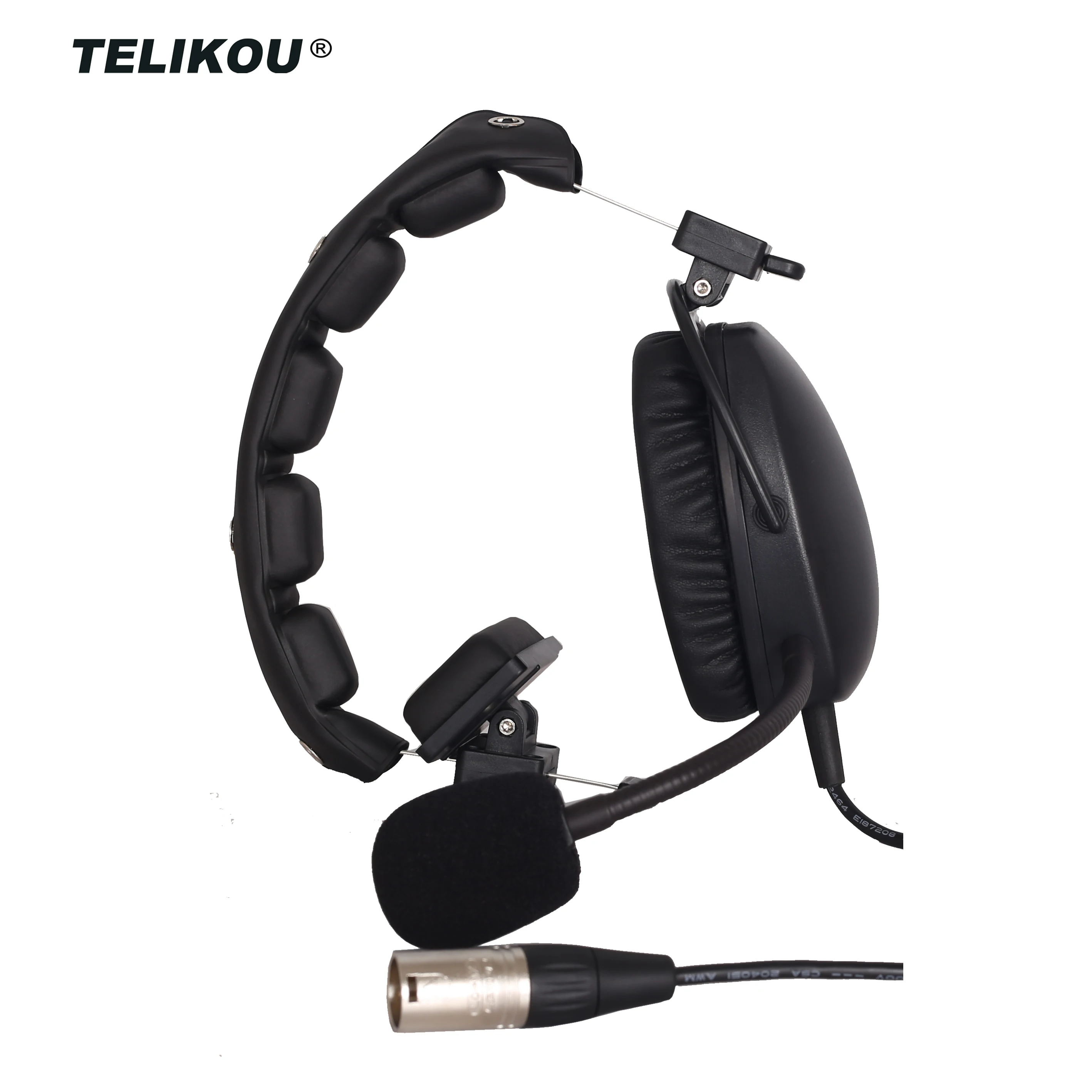 TELIKOU HD-101 XLR 5 핀 남성 싱글 이어 풀 듀플렉스 유선 인터콤 헤드셋, 다이나믹 마이크 시스템 필름 TV 무대 클리어콤  Best Top5