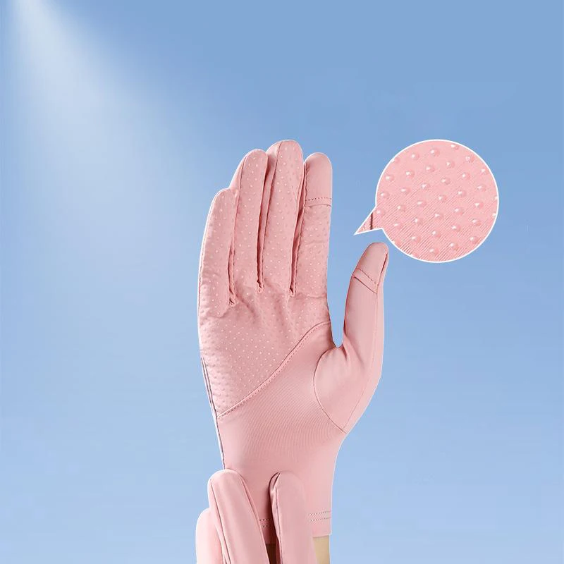 Women Sunscreen Gloves Resistant Breathable Summer Five Finger Ice Silk Gloves Anti-slip Sun Protection Driving Mittens UV sunscreen gloves