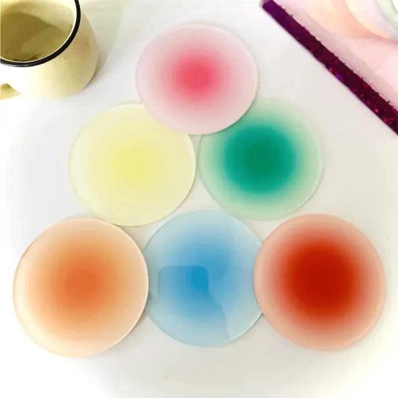 Acrylic coaster anti scald circular gradient candy color ins shooting props decoration ornaments insulation mat dining table mat