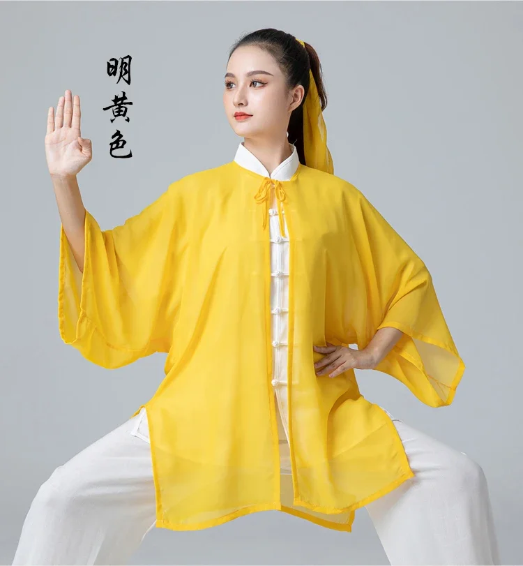 Шифоновая Фата для костюма Tai chi, фата wushu, Одежда Кунг-фу для женщин и мужчин, плавучая Фата для соревнований и представлений