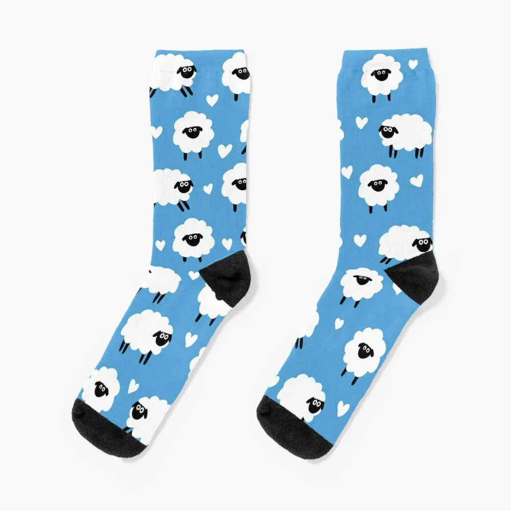 

Sheep and Hearts Pattern - Blue Socks colored Sports Socks Men's Women's