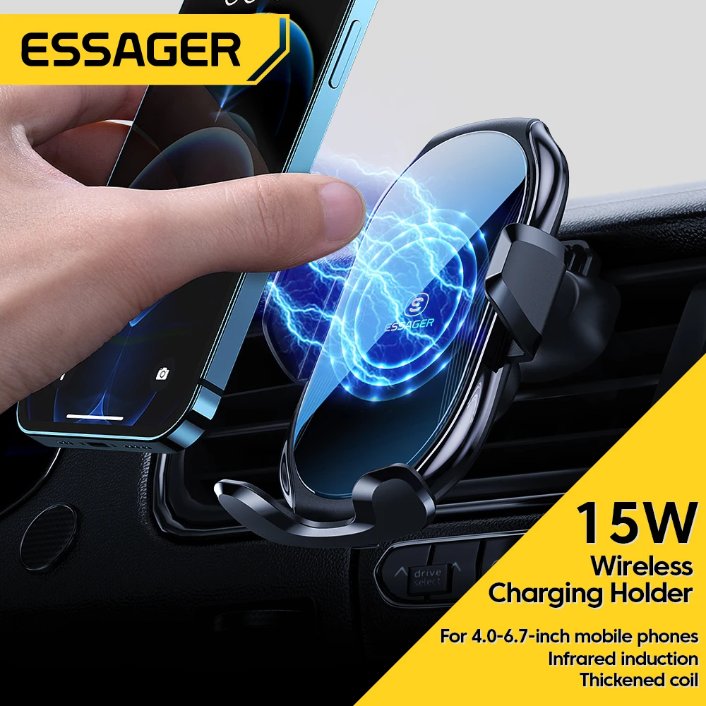 

Essager 15W Qi Car Phone Holder Wireless Charger Air Vent Stand For iPhone Xiaomi Samsung Mobile Cell Phone Support Mount in Car