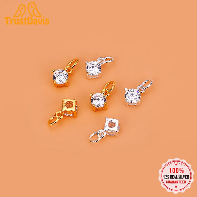 925 Sterling Silver CZ Charm Pendant DIY Jewelry