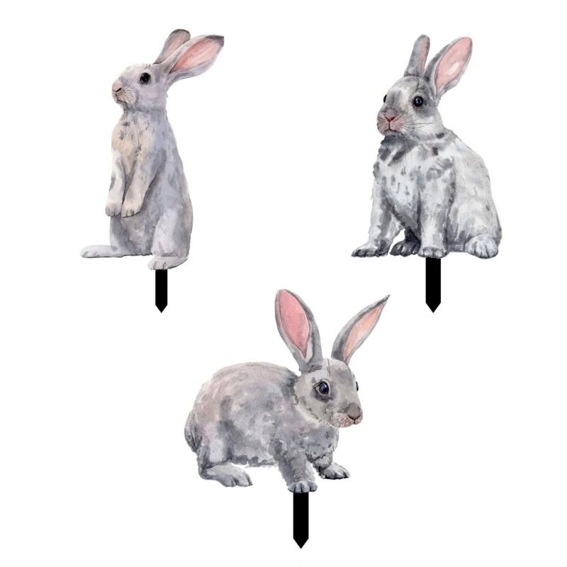 

1/3pcs Easter Rabbit Garden Stake Yard Signs Backyard Lawn Stakes Party Supplies