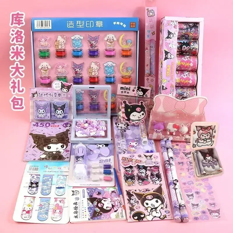 

Sanrio Kawaii Stationery Set Melody Kuromi Cinnamoroll Pompompurin Students Stationery Gifts Box Package School Student Supplies