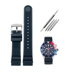Enhanced Waterproof Sweat - Resistant Silicone Sport Watch Strap - 20mm/22mm Rubber Band - 22mm (Blue - black)