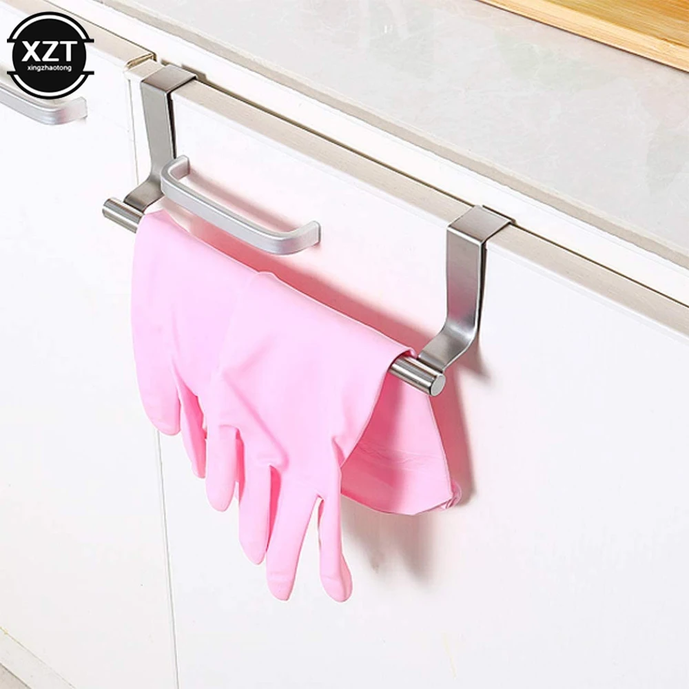 Towel Rack Over Door Wall Mounted Towel Bar Hanging Holder Stainless Steel Bathroom Kitchen Cabinet Towel Rag Rack Shelf Hanger