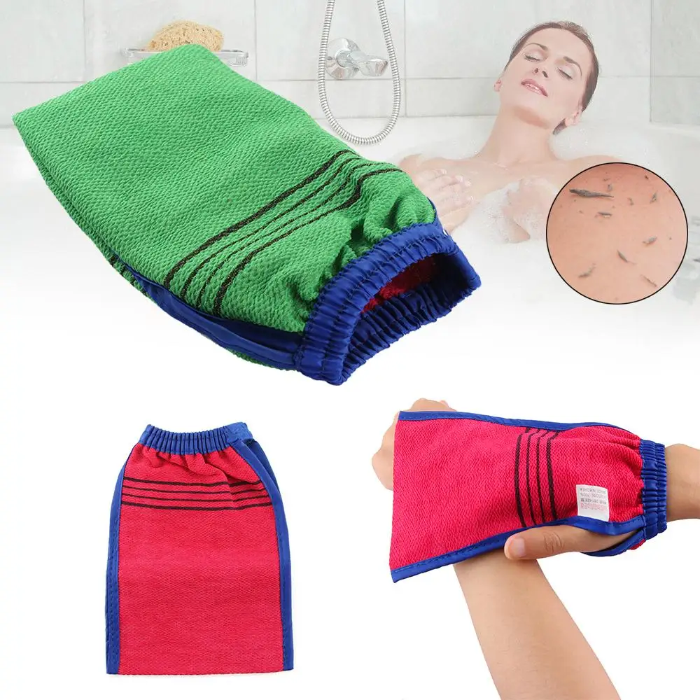Two-sided Rub Face Bathroom Products Shower Spa Exfoliator Bath Glove Dead Skin Removal Scrub Mitt
