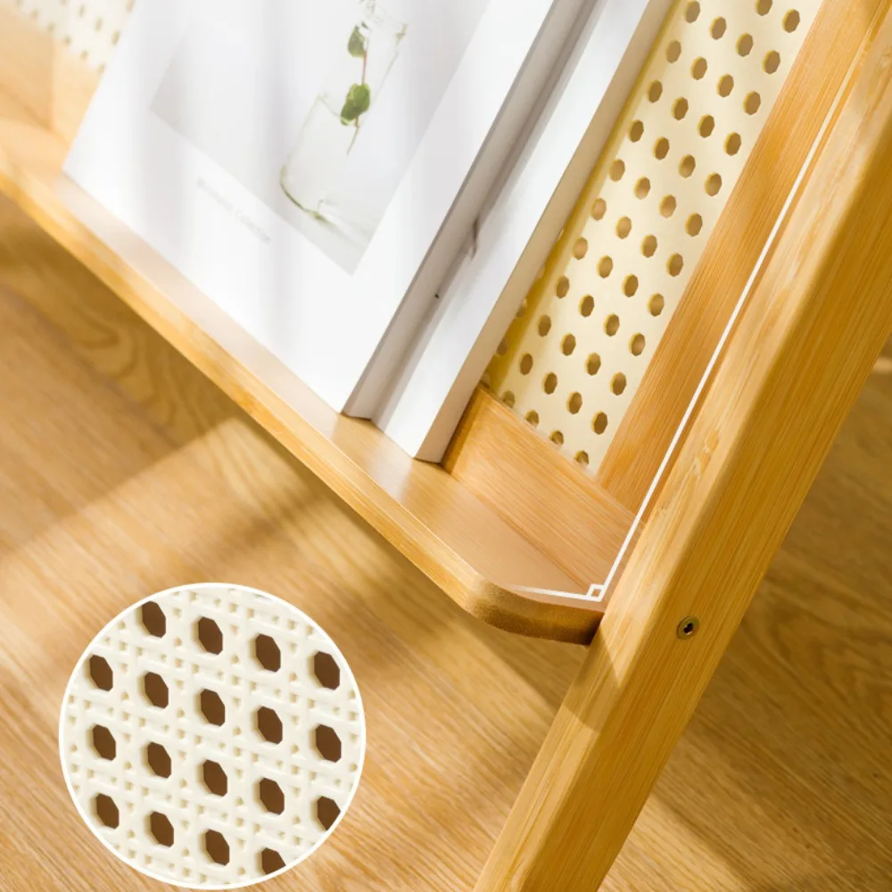 Z Shape Side Table Mobile Cabinet Vintage Edge Shelf Living Room Furniture Glass Tea Table Simplistic Bamboo Modern Coffee Desk