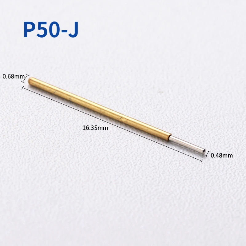 100 Pieces of P50-J Small Round Head Spring Test Pin Needle Tube Outer Diameter 0.68mm Length 16.35mm PCB Special Needle 100 pcs pack p156 q1 four jaw plum blossom spring test probe needle tube outer diameter 2 36mm length 34mm pogo pin