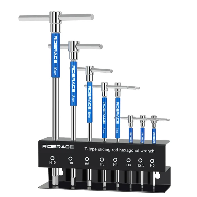 RIDERACE Fiets Inbussleutel Hand Fiets Reparatie Gereedschap Set T Handvat 2/2.5/3/4/5/6/8/10mm CRV Stalen Inbussleutel